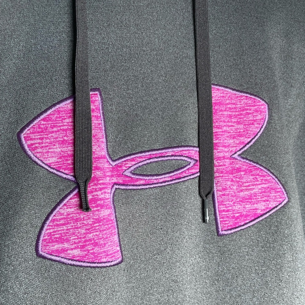 Under Armour Large Hoodie Sweatshirt Top UA Sweaters Pink Grey Casual Athleisure - Picture 8 of 11